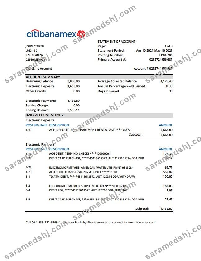 Mexico Citibanamex excel